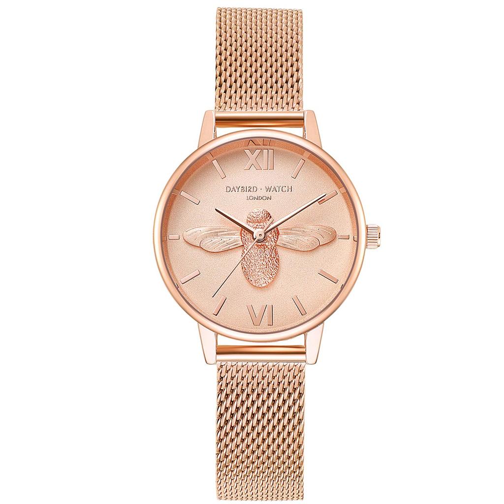 RORIOS Fashion Analog Quartz Watch with Popular Honeybee Stainless Steel Mesh Perfect for and Includes Instructions in Japanese and and a Warranty