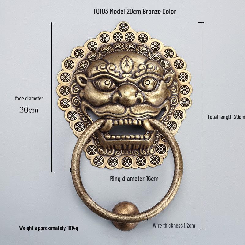 Antique Brass Lion Head Door Knocker & Pull Handle for French Doors