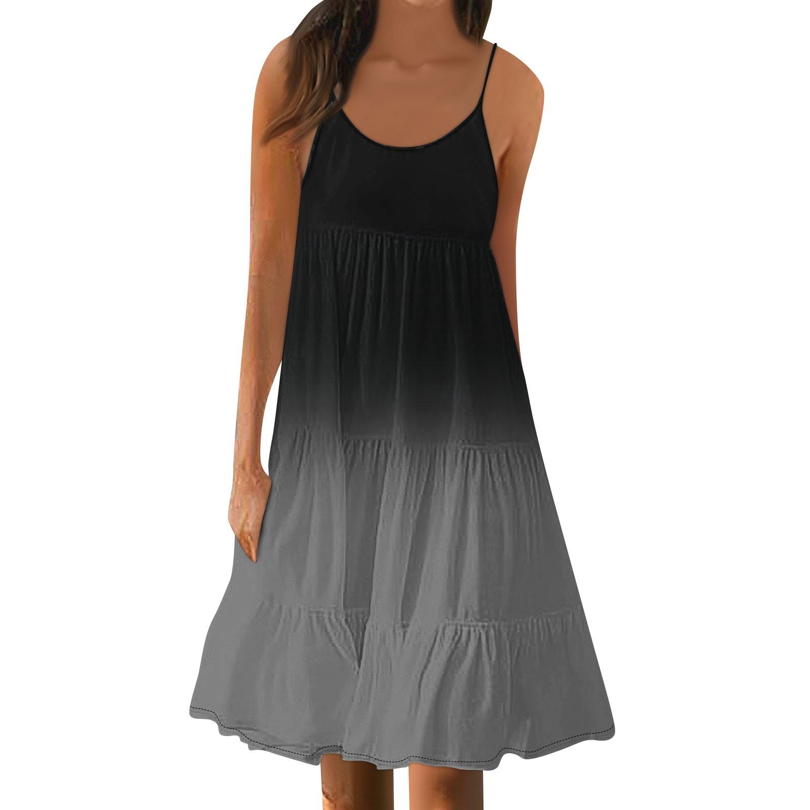 Женские летние модные свободные повседневные пляжные платья-майки с градиентом S — фото 3