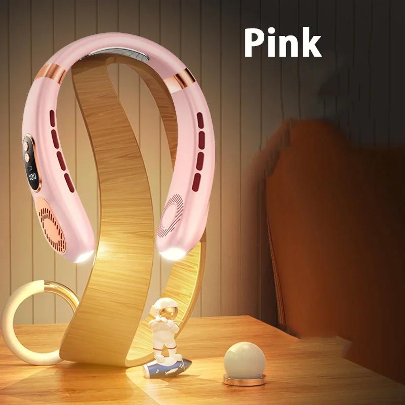 2025 Neck Fan USB Rechargeable Cooling Fan 5 Speed Adjustable Neck Cooler Digital Display Bladeless Neckband Fan