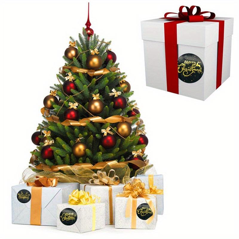 500Pcs Merry Christmas Stickers Pvc Black Background  Stamping Adhesive Labels Christmas Gift Sealing Stickers