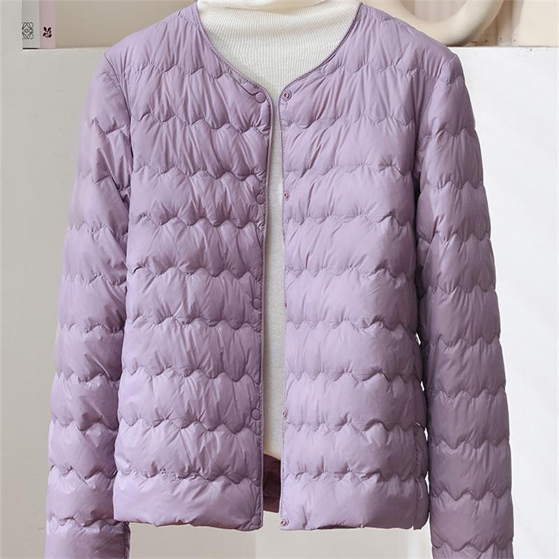 Autumn and winter lightweight down jacket women's short wavy round neck variable V-neck warm inner jacket