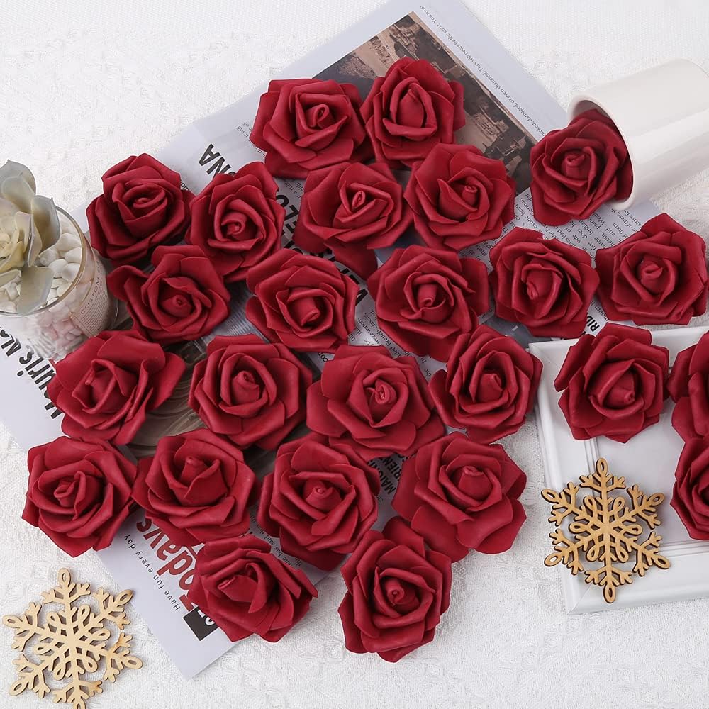 50/100PCS Artificial Flower Foam Rose Bouquet Festival Wedding Bride Bouquet Decor DIY Gift Wreath Outdoor Garden Party Ornament