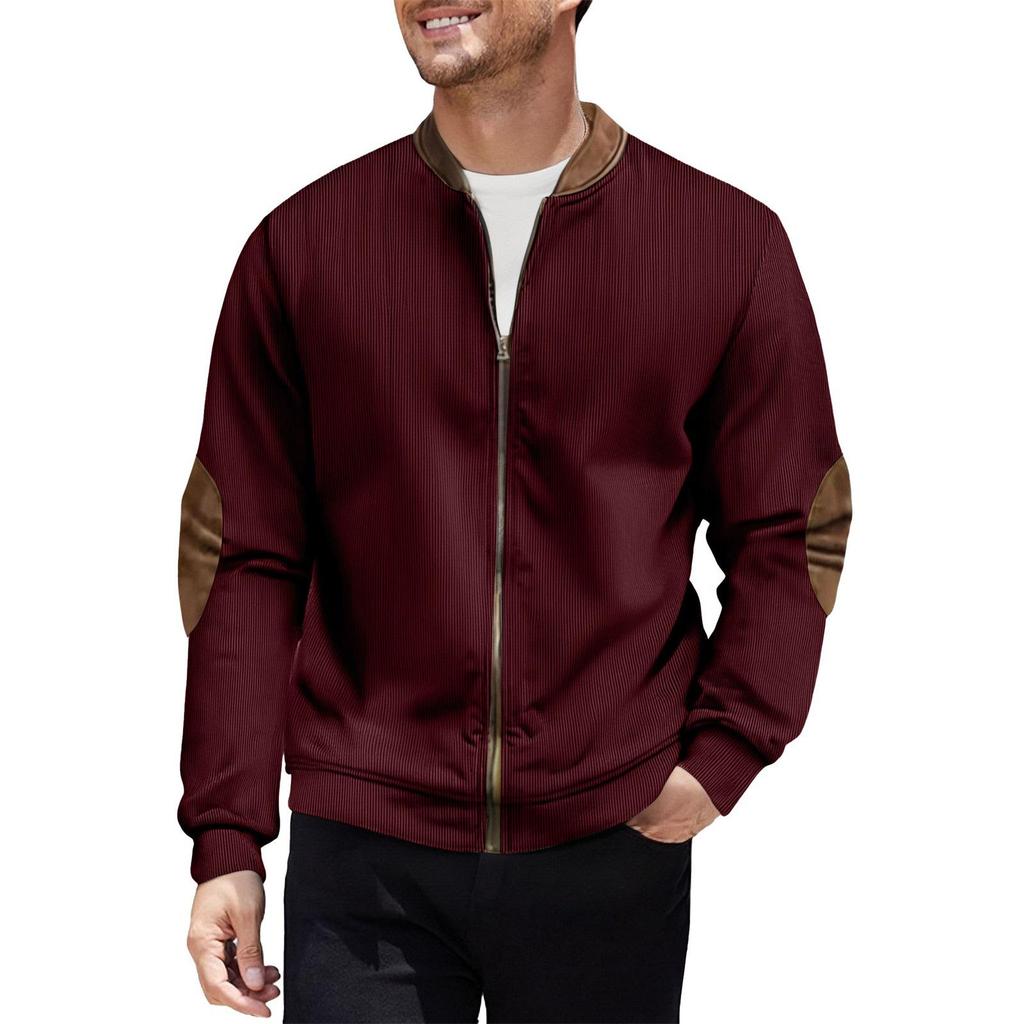 Available: Men's 2025 Autumn/Winter Casual Color Block Zipper Cardigan Sweatshirt, European American Style Workwear.