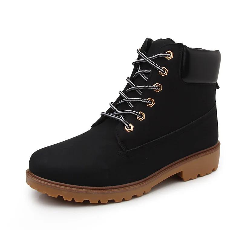 Large Size 46 Casual Work Shoes British Pink Lace-up Short Boots Couple Model Non-slip Sneakers Fashion High Top Leather Boots
