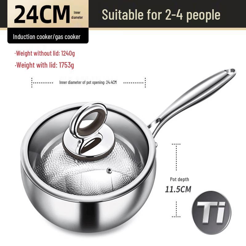 ZISIZ 24cm Titanium Drum Wok with Lid