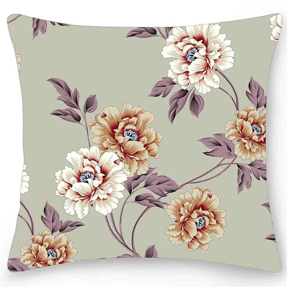 Home Pillowcase Car Sofa Cushion Cover Decor Luxurious Big Flower Printed Double Sided