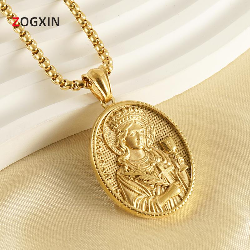 3D Relief Patin Edelstahl Anhänger Halskette - Herren Trendiger 18K Europäischer Retro Titanstahl Schmuck