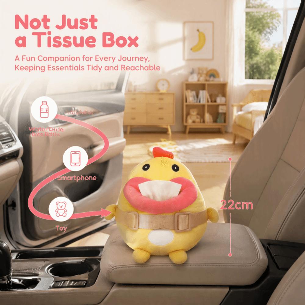 Yellow Plush Tissue Dispenser 22 x 22 x 4cm Seatback Napkin Holder Cartoon Tissue Box Car Interior