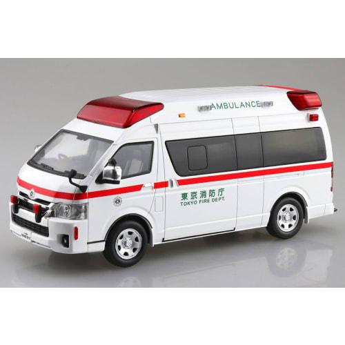 Aoshima Bunka Kyozaisha 1/32 Rakupla Snap Kit No.02-HM Toyota Himedic Ambulance Color-coded Plastic Model