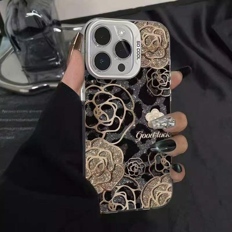 Leopard Print Rose Phone Case for iPhone 17, 16 Pro Max, 15 Pro, 14, 13, 12