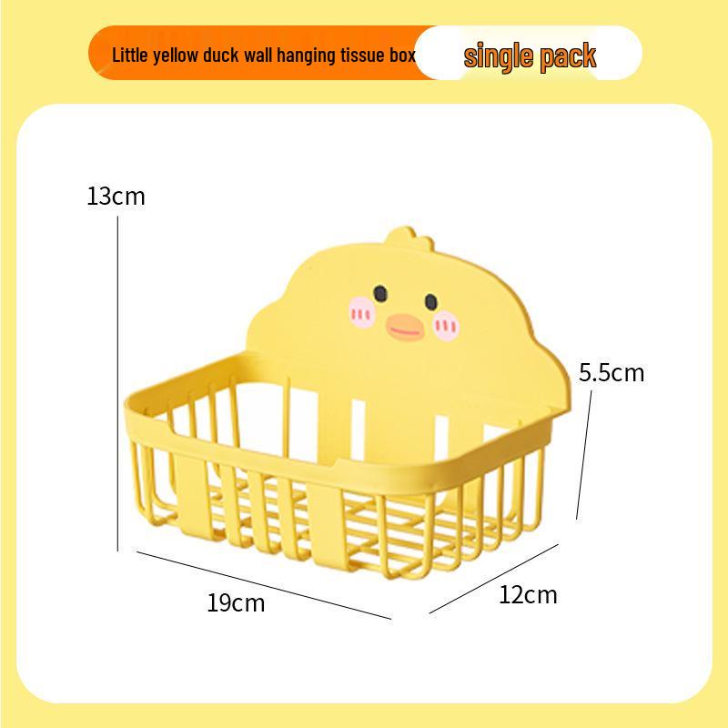 

Wall-Mounted Little Yellow Duck Tissue Box - Punch-Free Install, Creative Bathroom Accessory
