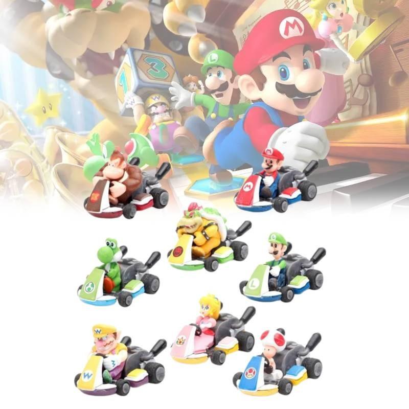 Mario Super 8pcs Kart Pull Back Car Princess Luigi Bowser Figure Toys Children