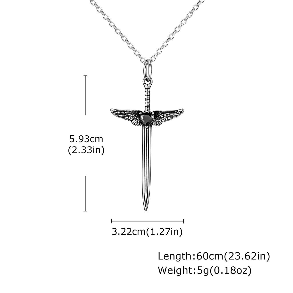 Man's Punk Rock Cross Sword Pendant Necklace, Long Knife Shaped Stainless Steel Necklace, Vintage Gothic Jewelry