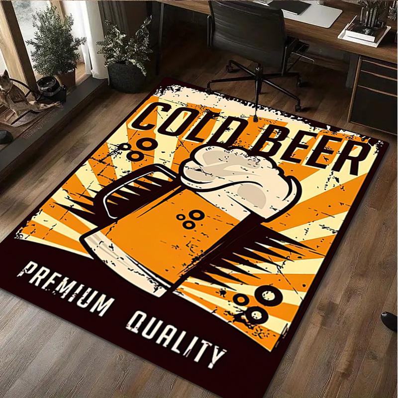 1Pc Beer Print Rug - Home Decoration Carpet For Living Room Bedroom Flooring Computer Chair Area Rug