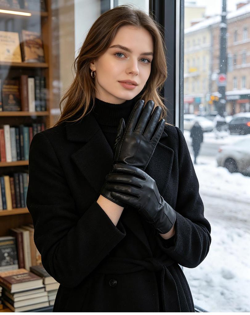 Fashion Women's Gloves Color Sheepskin Winter Warm Thin Touch Screen Gloves High Quality