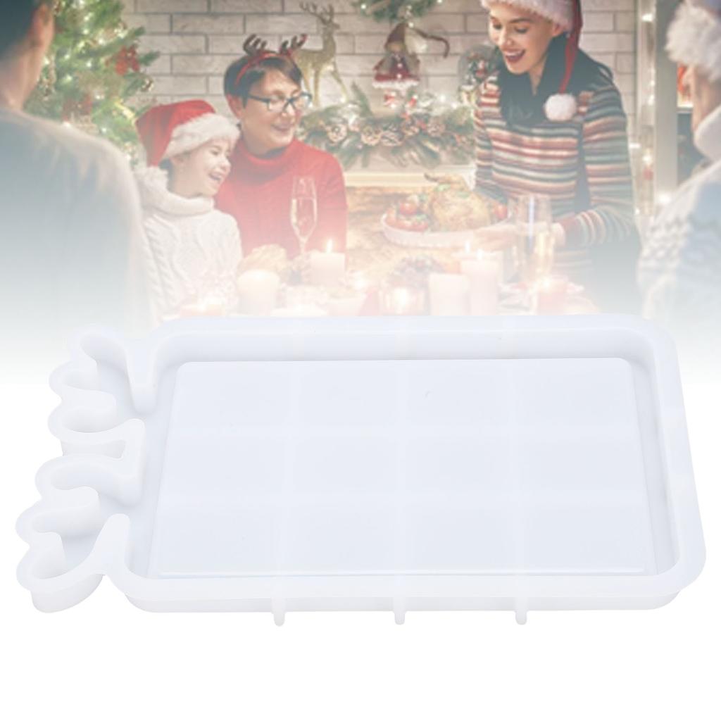 Tray Mold Xmas Themed Deer Antler Shaped Silicone Rectangular Serving Platter Mold for Craft