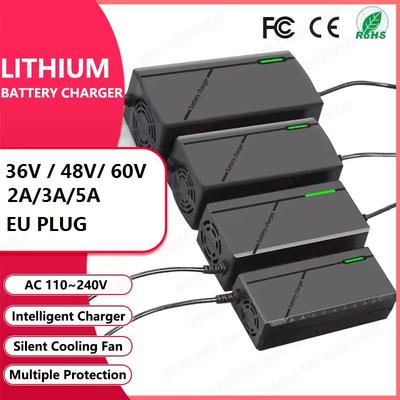 Caricabatteria per auto 36V/48V/60V/72V 5A/3A/2A Batteria Li-ion Caricabatteria per bici elettrica 42V/54.6V/67.2V/84V 5A/3A/2A Caricabatteria per scooter elettrico E-Bike