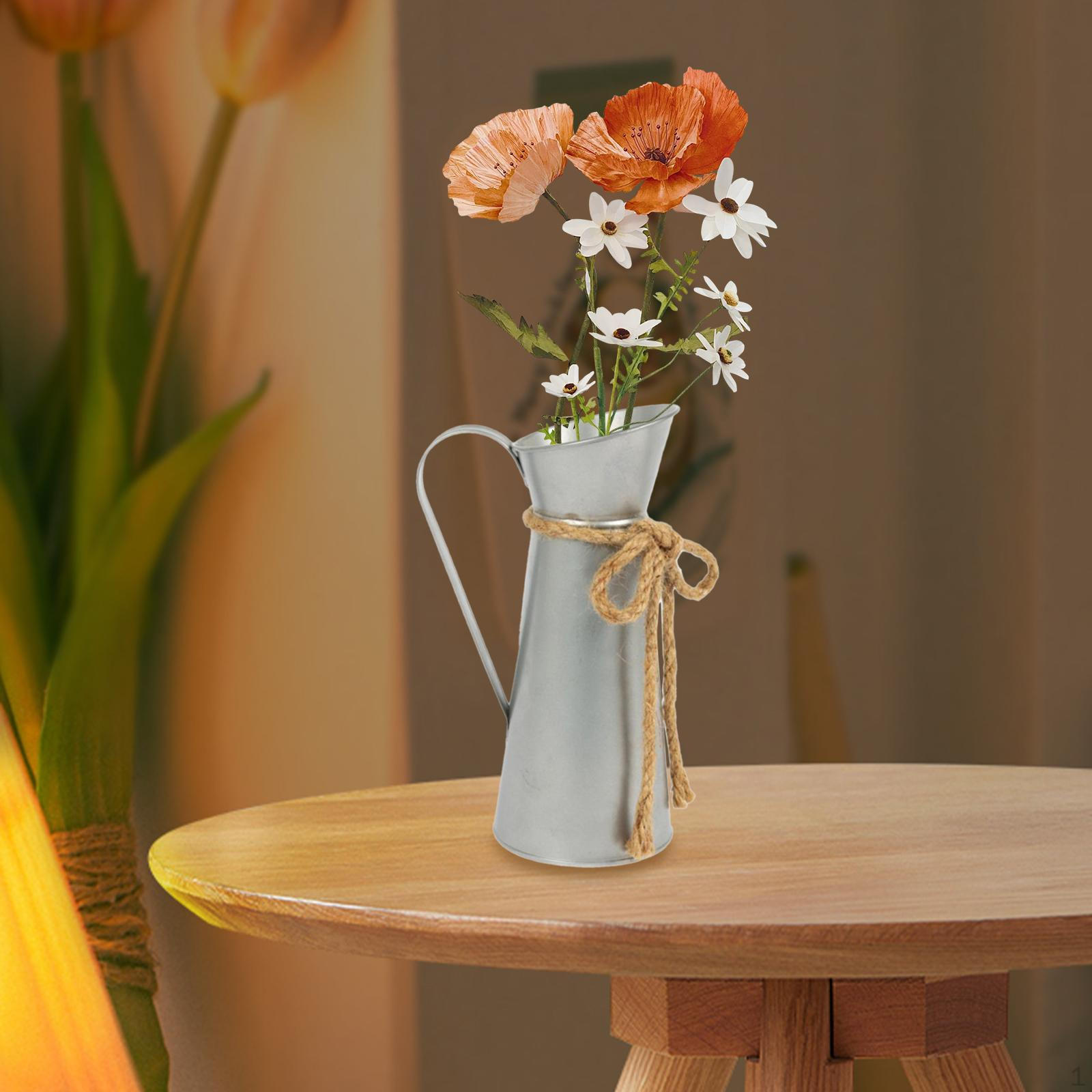 

Железная ваза-кувшин Декоративная ваза для цветов Ретро Фотореквизит Деревенский металлический горшок-кашпо для сада серебряный