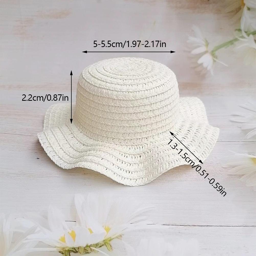 Wavy Edge Cute Straw Hat BJD Straw Hat Pet Hat Cotton Baby Hat Mini Hat Doll Hat Toy Hat Small Hat