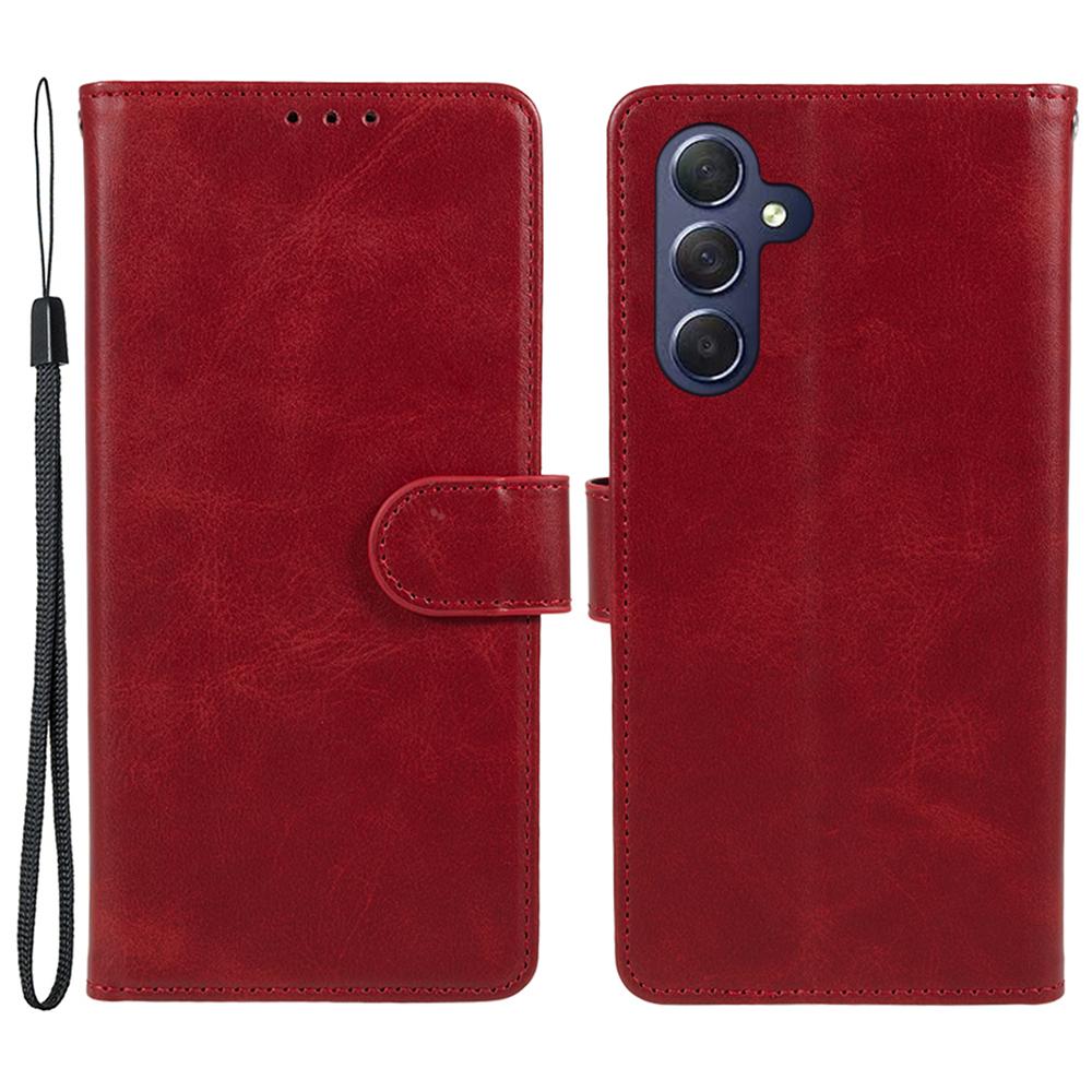 

Для Samsung Galaxy S23 FE Чехол-подставка с откидной крышкой из ПУ кожи, кошелек, текстура теленка, устойчивый к царапинам чехол для телефона Red