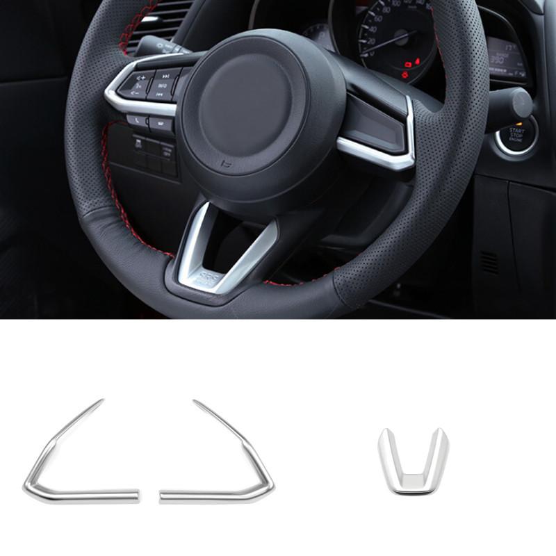 ABS Matte Car Detector Sticker Steering Wheel Interior Cover Kit Trim Lamp Frame For Mazda CX-3 CX3 2017 2018 Accessories 2Pcs