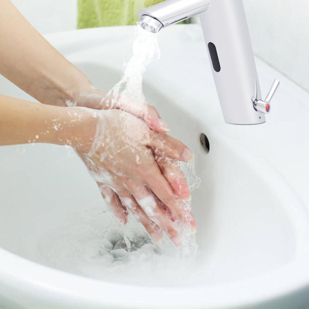 Battery Power Automatic Sensor Faucet Hot Cold Water Mixer Tap for Bathroom Basin Kitchen Sink