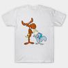 Men Black Print T-shirt Rocky And Bullwinkle In Color (No Text) No-Cut Transfer Paper Print Cotton Tshirt