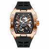 ONOLA Automatic Watch NEW 3870 Fashion Hollowed Out Tonneau Men Watch Silicone Strap Waterproof Mechanical Watch for Men Reloj