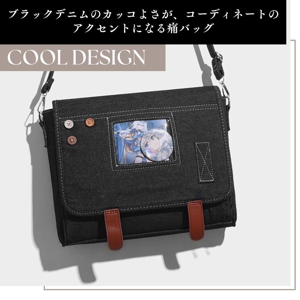 Ita Bag Shoulder Bag for Denim Ita Otaku Activity Oshikatsu Ita Ita Ita Ita Plush Toy Popular [Harujio] Men, Bag, Double-Sided Black, Bag, Bag, Bag,