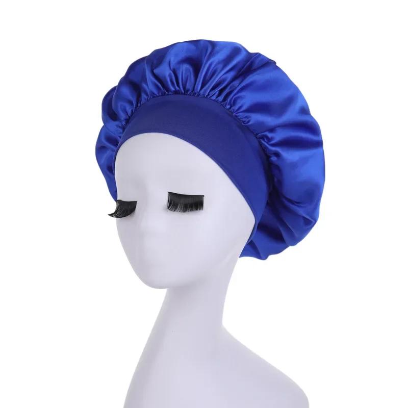 Women Sleeping Caps High Elastic Satin Solid Sleeping Hat Shower Cap Hair Hat for Daily Use and Beauty Women Styling Accessories