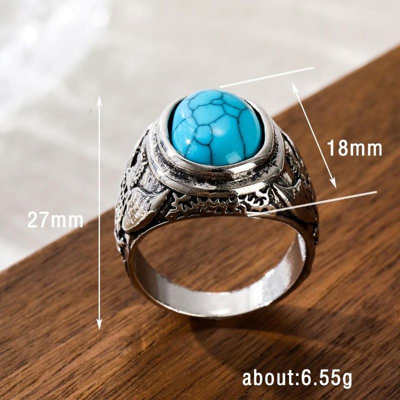 Wei Ya Fashion Vintage Imitation Blue Turquoise Gemstone Ring Ring For Men And Women
