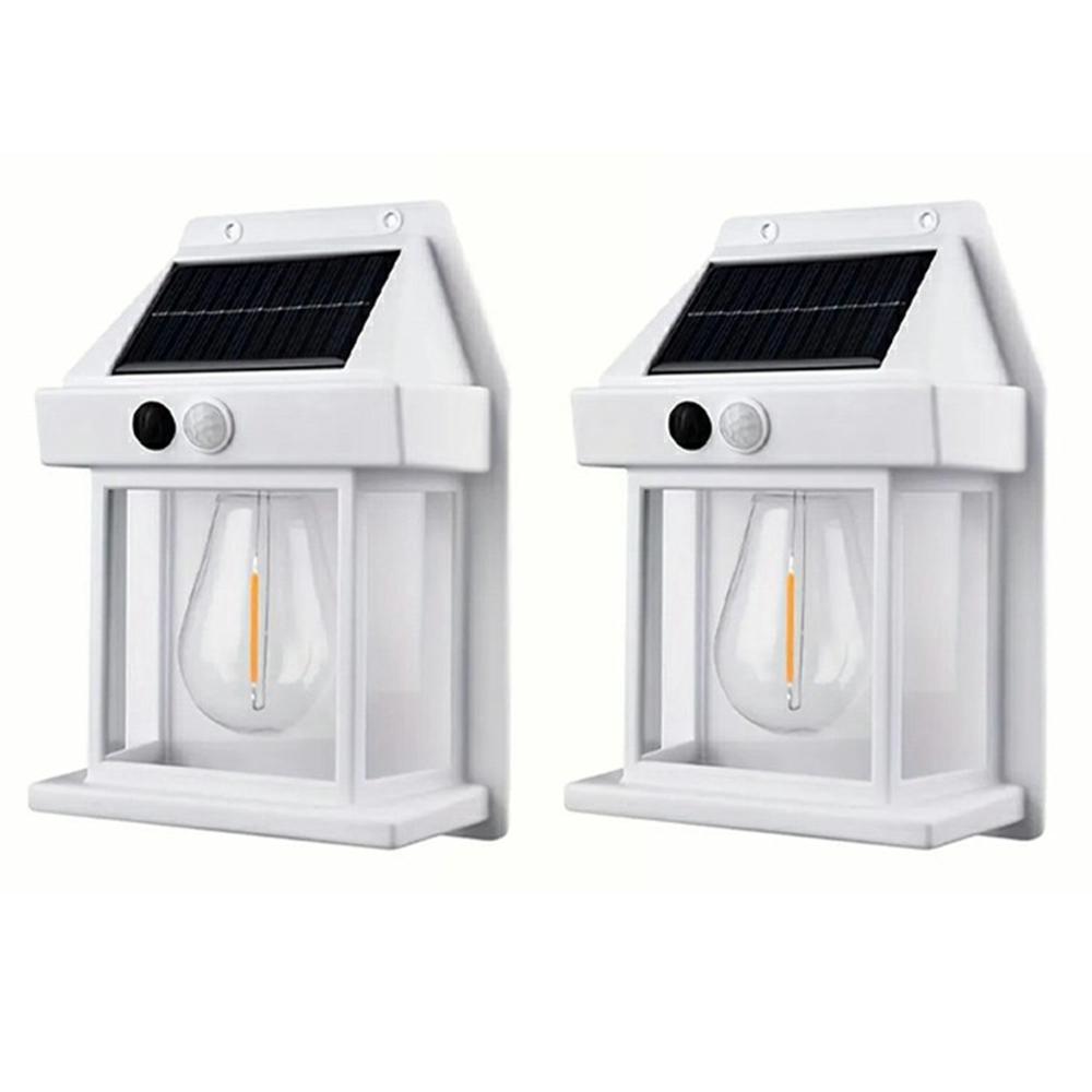 

2Pcs Solar Powered Filament Bulb Wall Light Outdoor Garden Motion Sensor Waterproof Lamp White