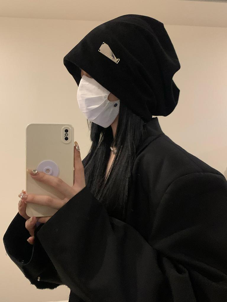 Lazy Wind Big Head Circumference Pile Hat Women's Spring and Autumn Fashion Pullover Cold Hat Showing Face Small Bag Head Hat Women's Autumn