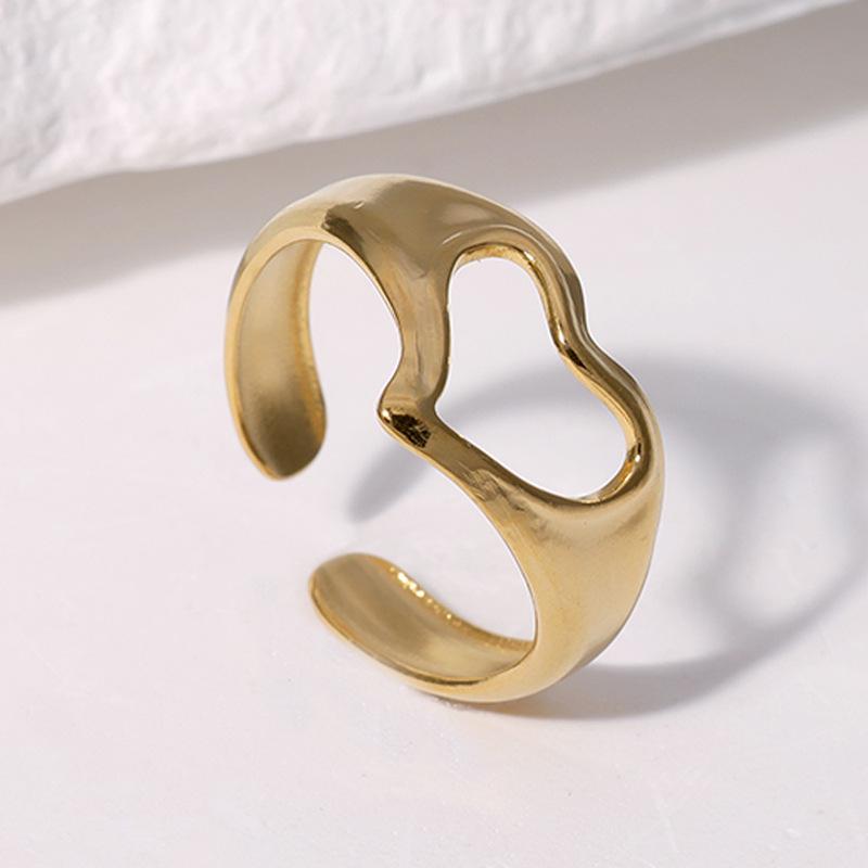 18K Gold Plated Stainless Steel Open Ring: Simple, Versatile, Niche Design, Colorfast Titanium Steel