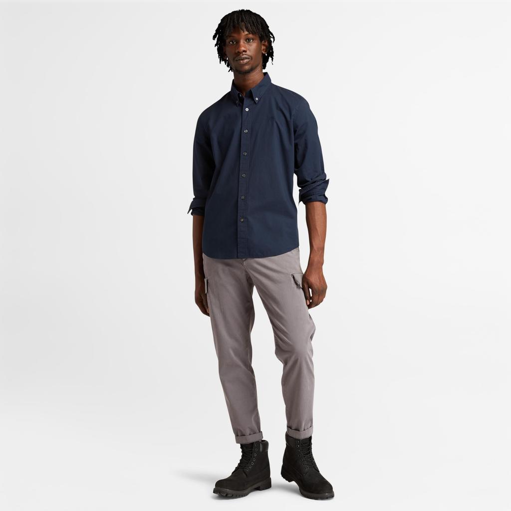 [Timberland] Long-Sleeve Washed Poplin Shirt for Men TB0A2ERT4331 Dark Sapphire L