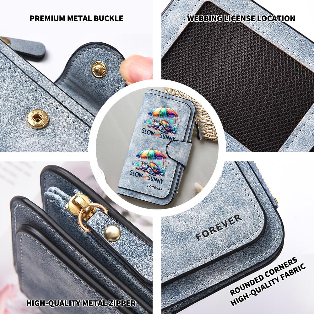 Turtle Print Wallet Slow Sunny Leisure Purse Faux Leather Card Holder Forever Fashion Long Clutch