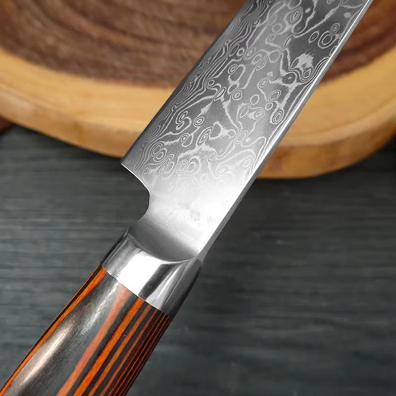 Damascus Steel Kitchen Knife Chef Cleaver Barbecue Meat Vegetable Steak Cutting Cooking Fruit Knife Tools