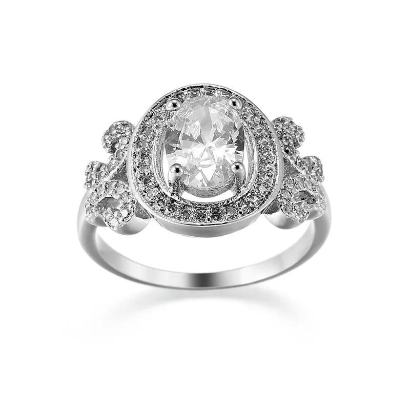 Anelli Femminili di Lusso in Argento Sterling con Zirconi Taglio Rotondo per Donne 4 Griffi Promessa Amore Fedina Matrimoniale Moda Regalo