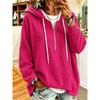 Women's Waffle Hoodie, Drawstring Zip-Up Loose Long Sleeve Sweatshirt Top,  New Arrival, European American Style Cross-border Women's Clothing