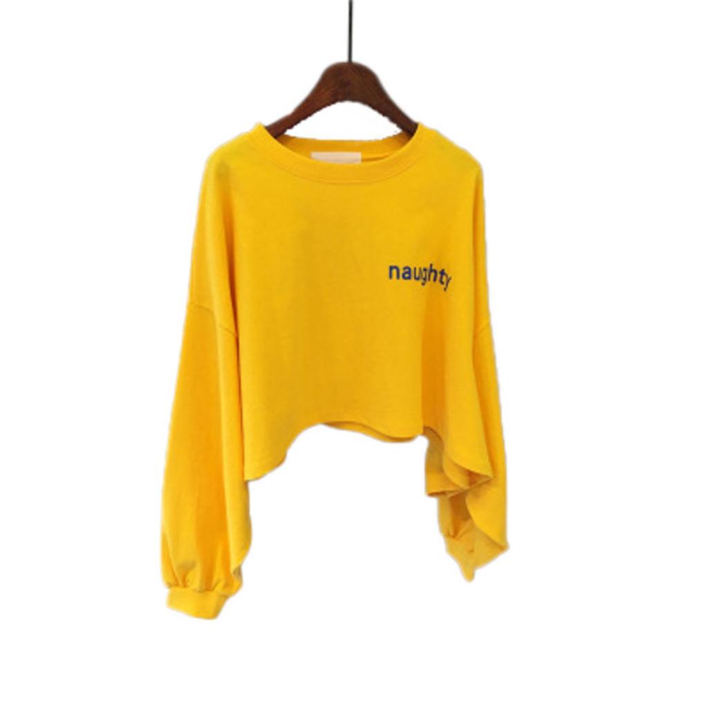 Thin, Short, Round Neck, Hoodie, Women's, T-shirt