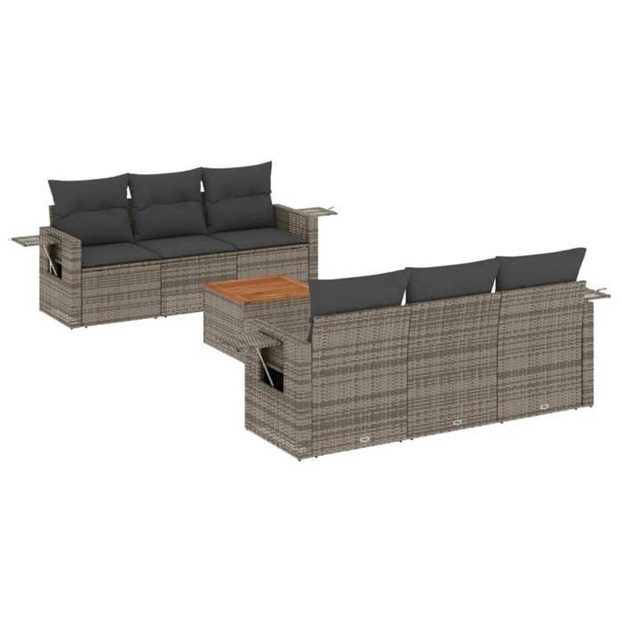 VidaXL Garden Lounge Set with Cushions 7 Pcs, Patio Sofas, Patio Furniture Set, Outdoor Furniture, Grey 3256788