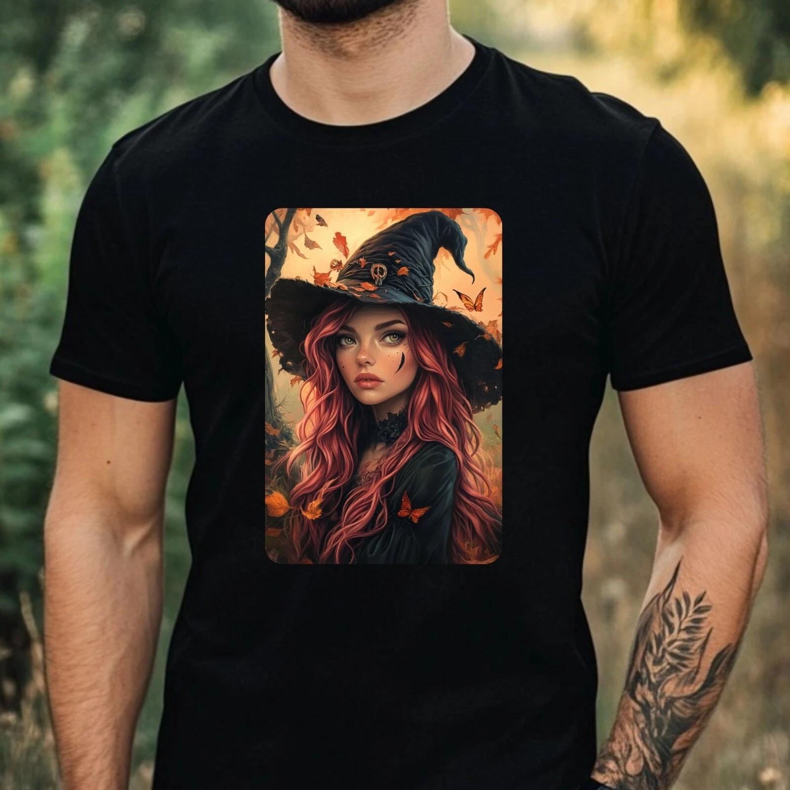 T-Shirt Herren Hexe Portrait Motiv Baumwolle Größe XS bis 5XL XXL