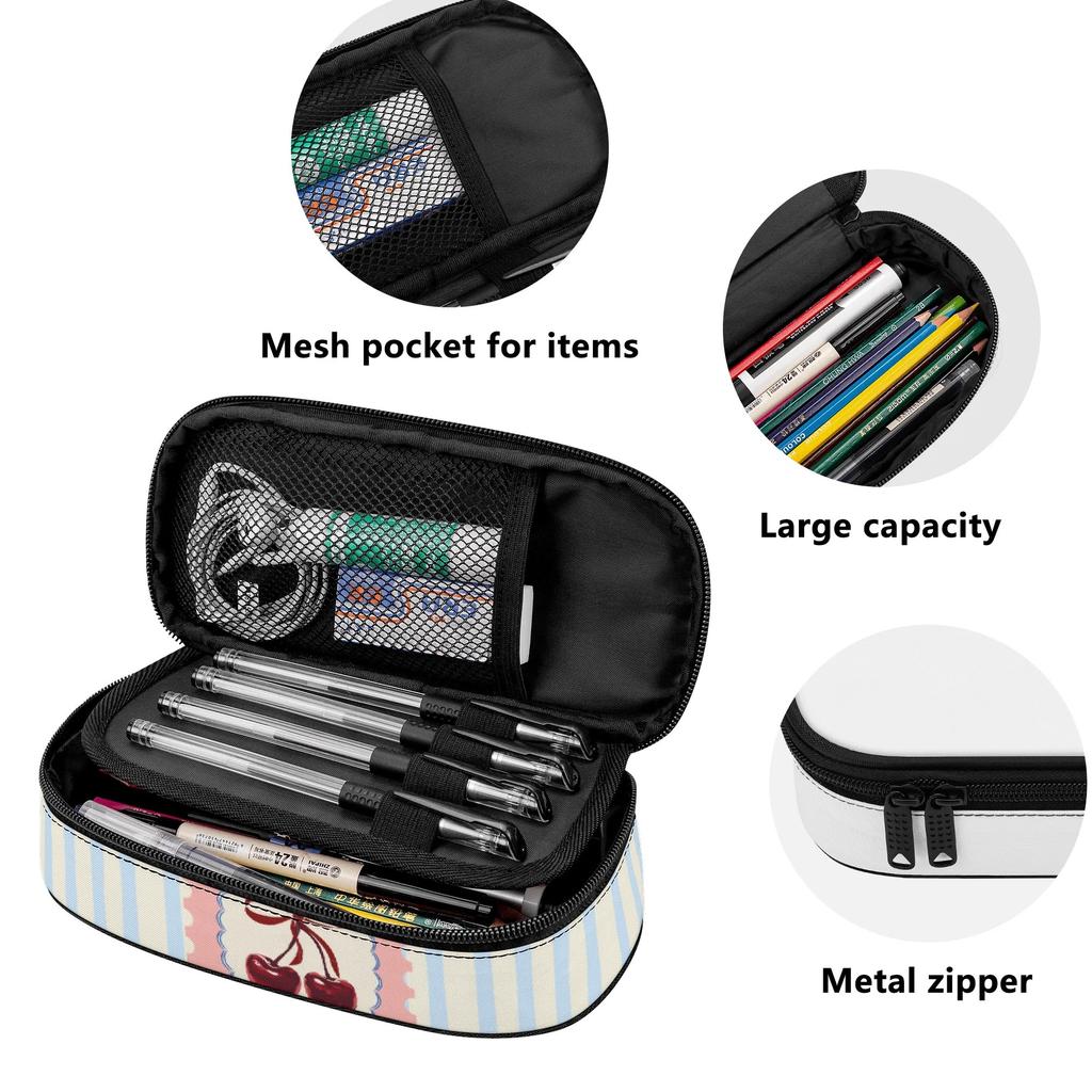 Pen Case Zipper Closure Spacious Storage 300D Polyester with Mesh Divider Pen Holders and Large Main Compartment for Students