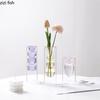 Colorful Double-layer Glass Vase Artistic Aromatherapy Bottle Transparent Hydroponic Dried Flower Vase Restaurant Desktop Decor