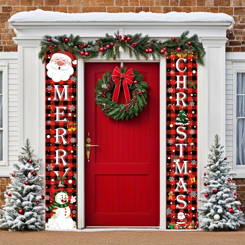 Merry Christmas Porch Sign 1 Pair Polyester Indoor Outdoor Decor