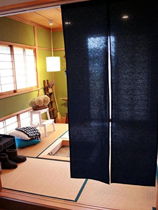 Sunny Day Fabric Noren Indigo 85cm Wide X 150cm Plain Japanese Style (Japanese Curtain), Blue, Approx. Long, Cotton-Linen Weave, Plain,