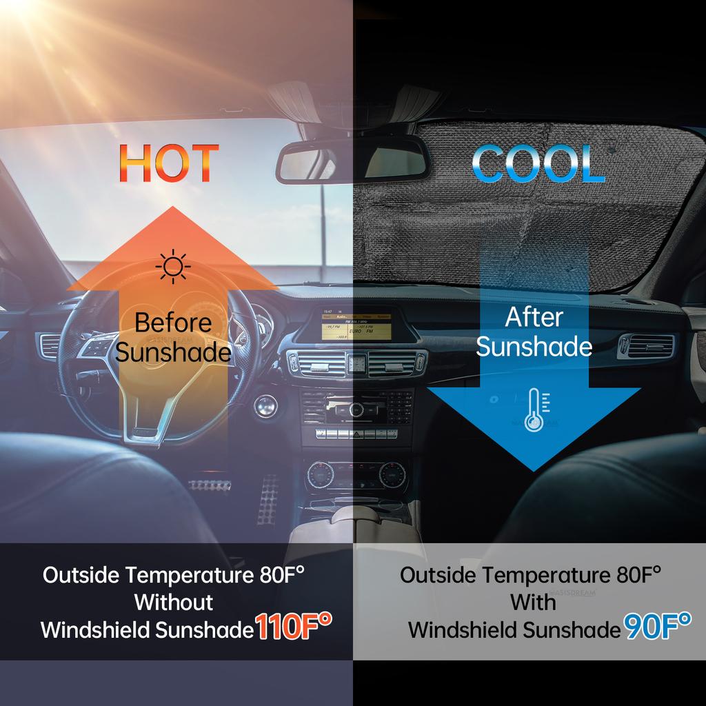 Auto Sunshade Block UV Eyes Sunshade Vehicle Front Window Windshield For RV SUV With Accessories 4 Free Suction Cups Foldable