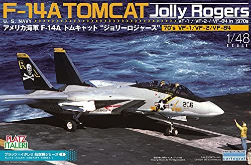 Platz/Italeri 1/48 Scale Aircraft Series U.S. Navy F-14A Tomcat Jolly Rogers (1970s VF-1, VF-2, VF-84) Plastic Model Kit TPA-01
