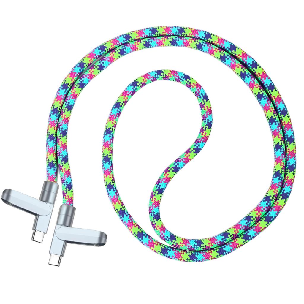 2 IN 1 Portable Phone Lanyard Data Cable 240W PD3.1 Type C To Type C Fast Charging Cord for Macbook iPad iPhone 16 15 Xiaomi 14